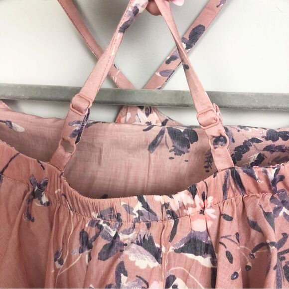 EXPRESS | Floral Off the Shoulder V Halter Blouse Purple Blue Women’s Size XS - Picture 7 of 10